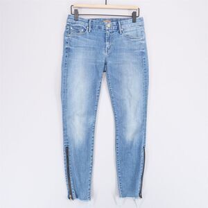 Mother The Looker Zip Fray Jeans Womens 28 Blue Home Sweet Home Stretch